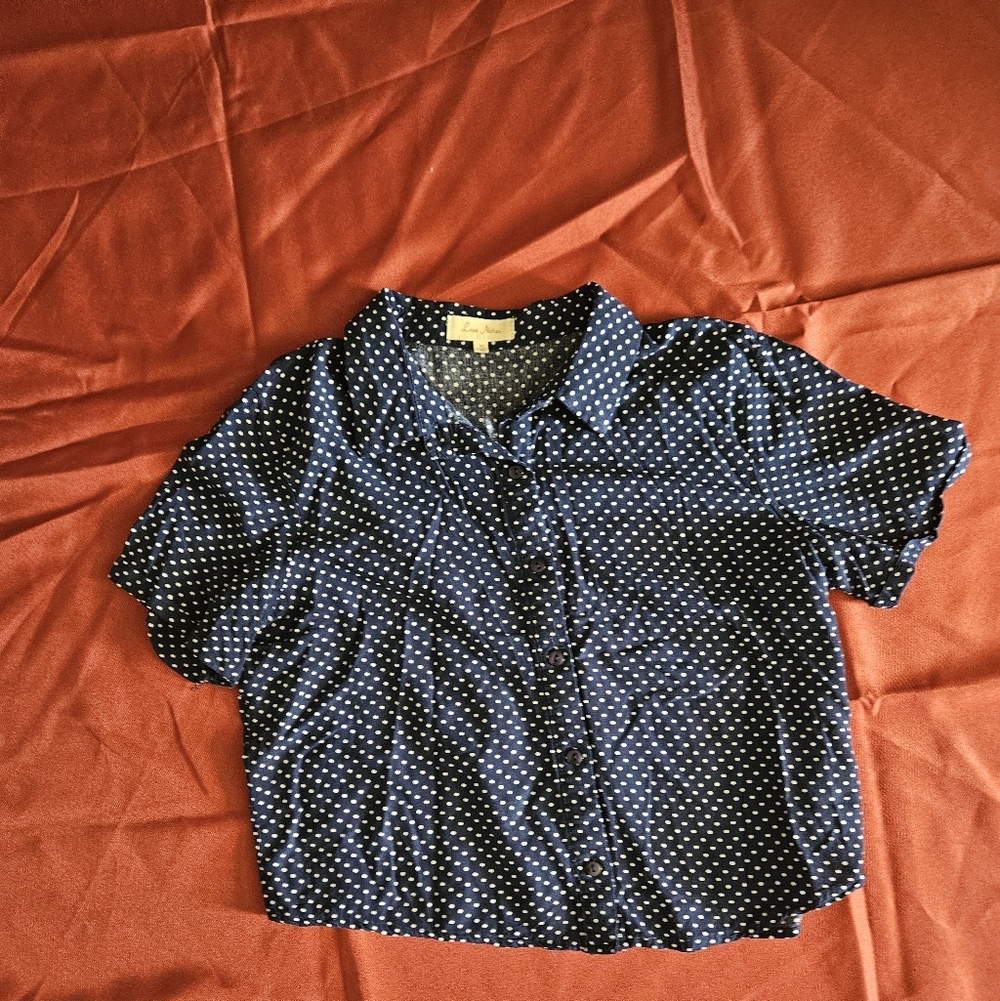 Polka Dot Navy Blue Women's Top